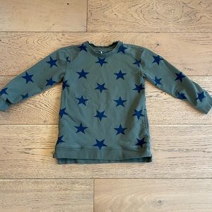 Olive and Navy Star Sweatshirt Tunic Dress - Primary